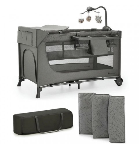 Kinderkraft Joy 2 - łóżeczko turystyczne z akcesoriami | Ciemnoszare